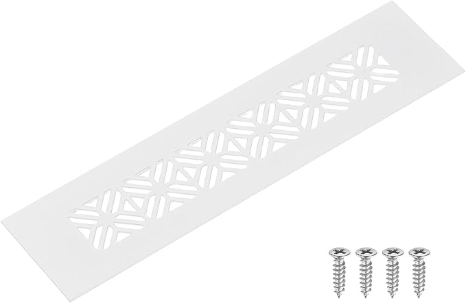 uxcell Aluminum Alloy Air Vents, 200 x 50mm / 7.9 x 2" Rectangle Louvered Ventilation Grille Cover with Mounting Screws for Door Cabinet Wardrobe, White
