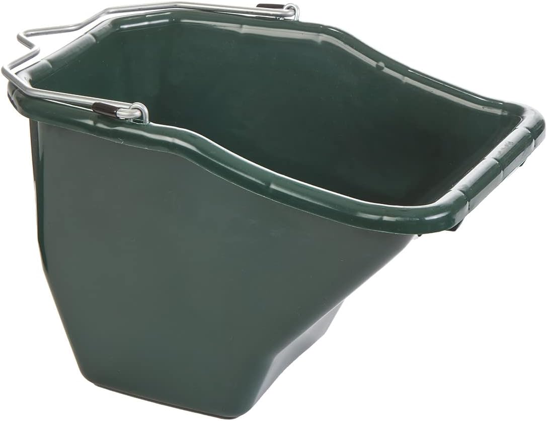 Little Giant® Plastic Better Bucket | Horse Feed Pail | Ergonomically Designed | Flat Back Bucket | Made in USA | 10 Quarts | Green