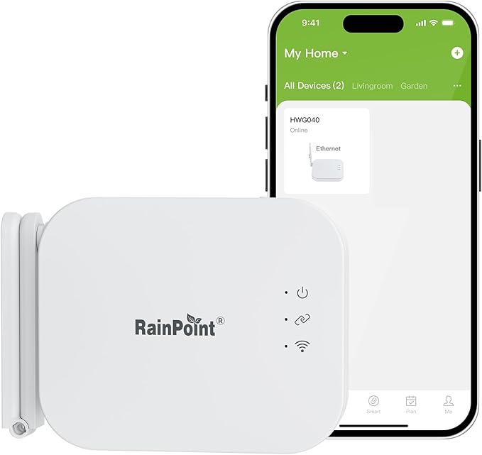 RAINPOINT Ethernet Gateway for WiFi Water Timer, Sprinkler Controller, Smart Hose Timer Valve, Drip Irrigation for Garden, Lawn, and Yard (Support WiFi & Ethernet Connection)