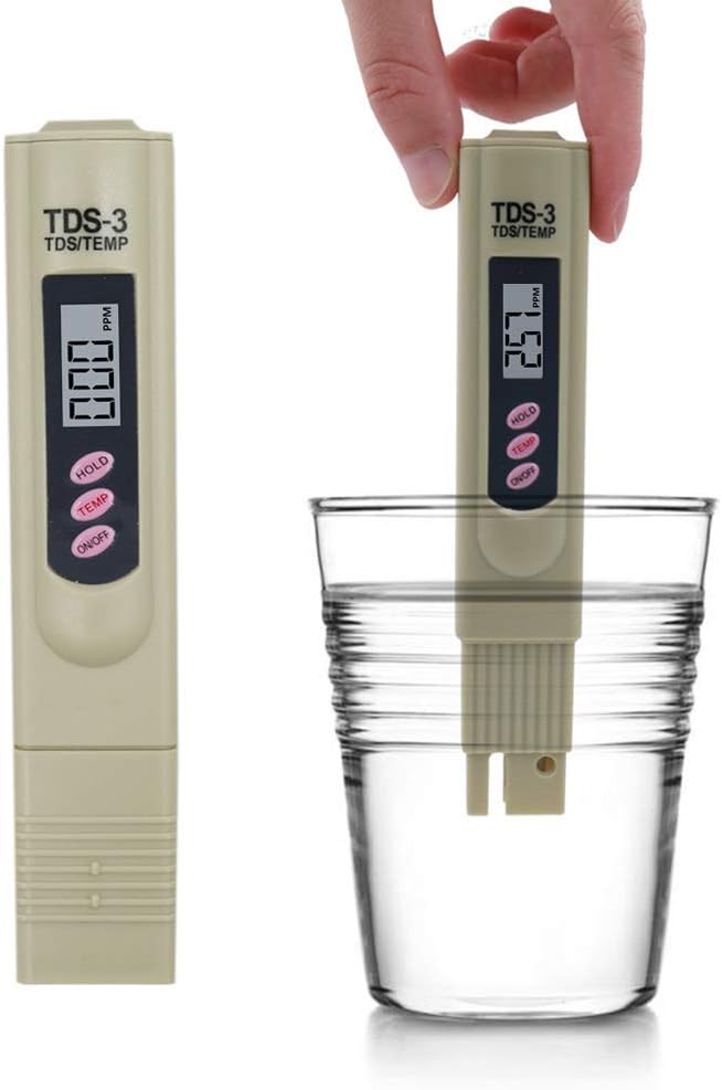 Digital TDS Meter Water Tester, PPM Water Quality Tester Measuring Range 0-9999ppm, Ideal for Drinking Water, Swimming Pool, Aquariums, Hydroponics (Grey) (TDS)