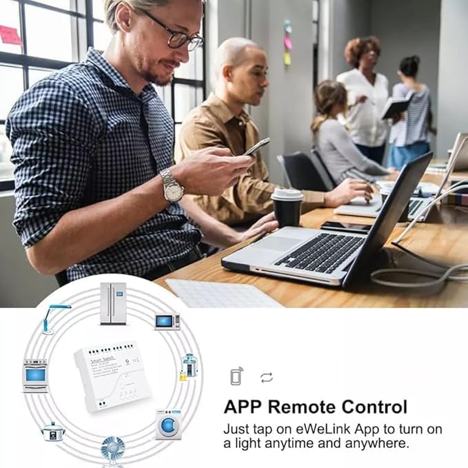 4 Channel WiFi& RF& Bluetooth Smart Dry Contact Relay Switch Module,Phone app Remote/Voice Control,Timer,Compatible with Alexa. (85-250V/USB 5V)