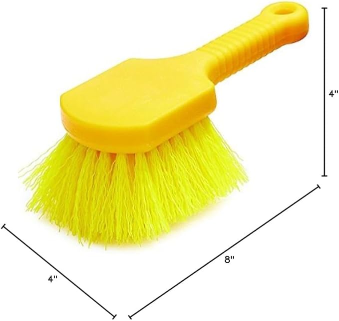 Rubbermaid Commercial 8" Utility Scrub Brush Plastic Handle Synthetic Bristles Cleaning Multi Purpose Heavy Duty Outdoor Wheels and Tires