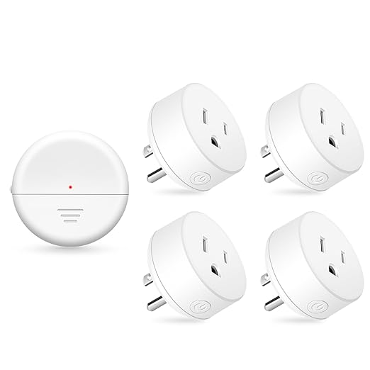 NineLeaf Wireless Motion Sensor Outlet, 15A/1500W, Adjustable Sensing Mode, 260FT Wireless Light Switch Transmitter, No Wiring, Long Time Delay, for Lights, Bathroom Fan, Garage(1Sensor 4Plugs)