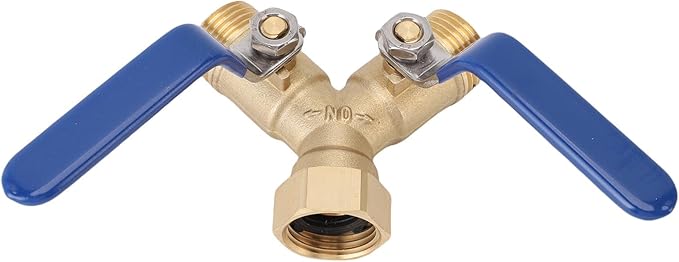 Srliya Brass Garden Hose Diverter, Large Ergonomic Handle Dual Valve System 3/4in Heavy Duty Y Valve Hose Splitter, with Seamless Integration for Household Garden Backyard