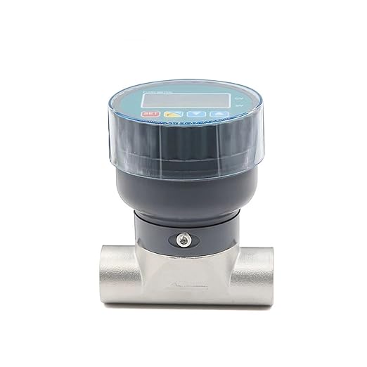 Digital Display Flow Meter Electronic Flowmeter Stainless Steel Male/Female Thread Smart LCD Electronic Flow Meter Water Flow Sensor High Sensitivity for Multiple Media(DN20,Male Thread)