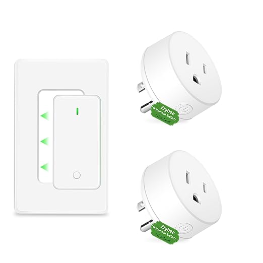 NineLeaf Zigbee Smart Remote Outlet with Wall Decor Switch,Zigbee Repeater,Wireless Plug with APP & Voice Control, Compatible with Alexa &Google Assistant, Timer & Schedule,1 Switch+2 Outlets