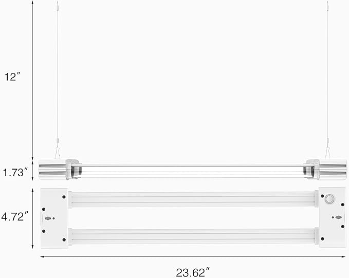 LED Grow Light Full Spectrum Modular Linkable 5000K Daylight + 660nm Red Indoor Plant Lighting Fixture (2 FT, White) (1 Pack)