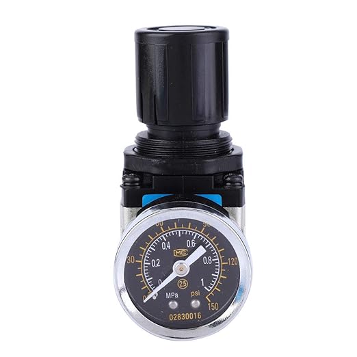 AR2000 02 G1/4 in Pneumatic Pressure Regulator with Meter, Adjustable Air Flowing Control Valve for Industrial Compressors, Filter System Accessories