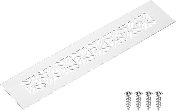 uxcell Aluminum Alloy Air Vents, 250 x 50mm / 9.8 x 2" Rectangle Louvered Ventilation Grille Cover with Mounting Screws for Door Cabinet Wardrobe, Silver