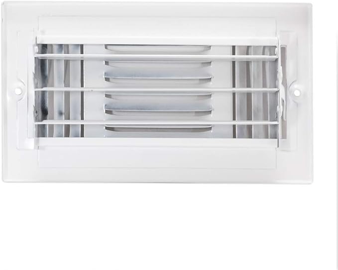 EZ-FLO 8 x 4 Inch Three-Way Ventilation Steel Sidewall/Ceiling Register, Steel Duct Opening, 61658