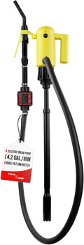 TERA PUMP - TReDRUME-M Plug-In Electric 12V AC Telescopic Intake Pump with Turbine Meter for Gasoline, Diesel, DEF, Kerosene, AG Chemicals 4.2-GPM Transfer Pump | Fits 15, 30 and 55 Gallon Drums