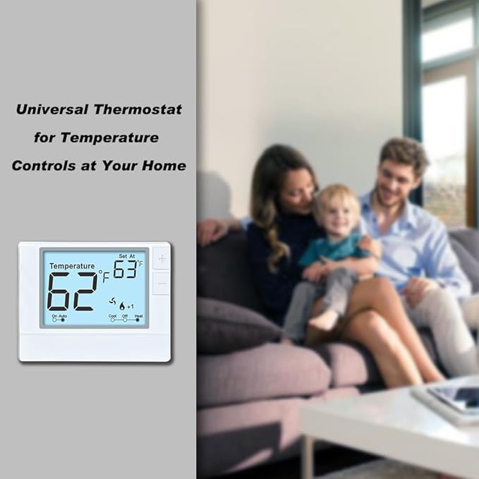 Multi Stage Thermostat for Home Cooling and Heating, 2 Heat/2 Cool, Super Clear Large Display, White Backlit