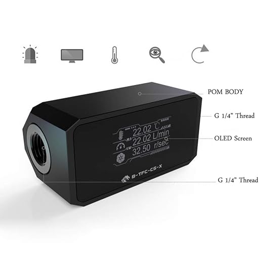 Bykski Water Cooling Digital Flow Meter Temperature Display