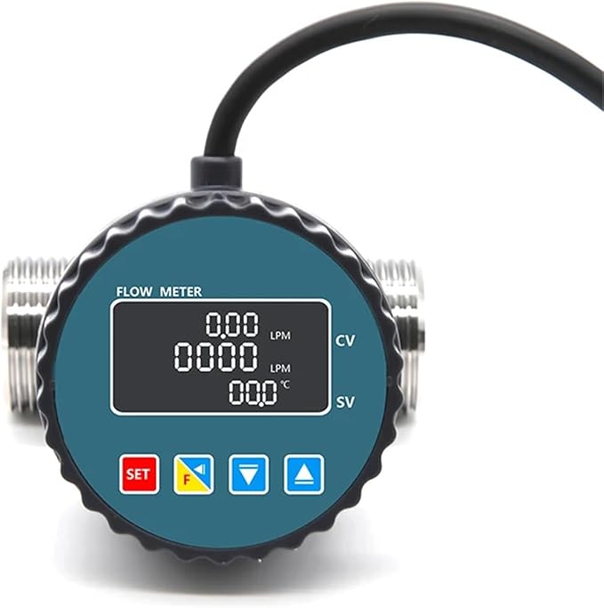 1Pcs RS485 Digital Display Flowmeter Stainless Steel Smart Electronic Flow Meter Flow Sensor Water, For Farm/Garden Irrigation(DN15,FEMALE THREAD_LCD VERSION)
