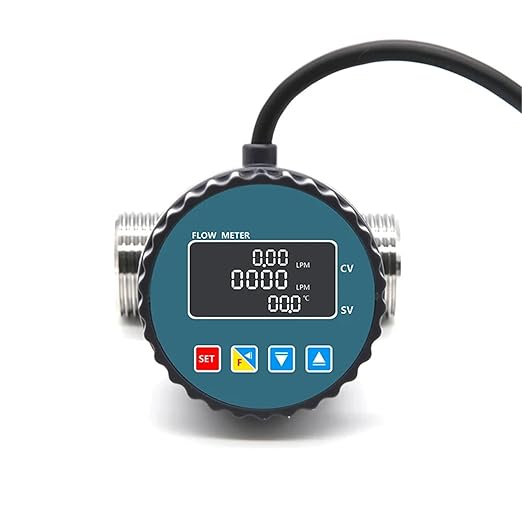 1Pcs RS485 Digital Display Flowmeter Stainless Steel Smart Electronic Flow Meter Flow Sensor Water, for Farm/Garden Irrigation(DN25,Male Thread_LCD Version)