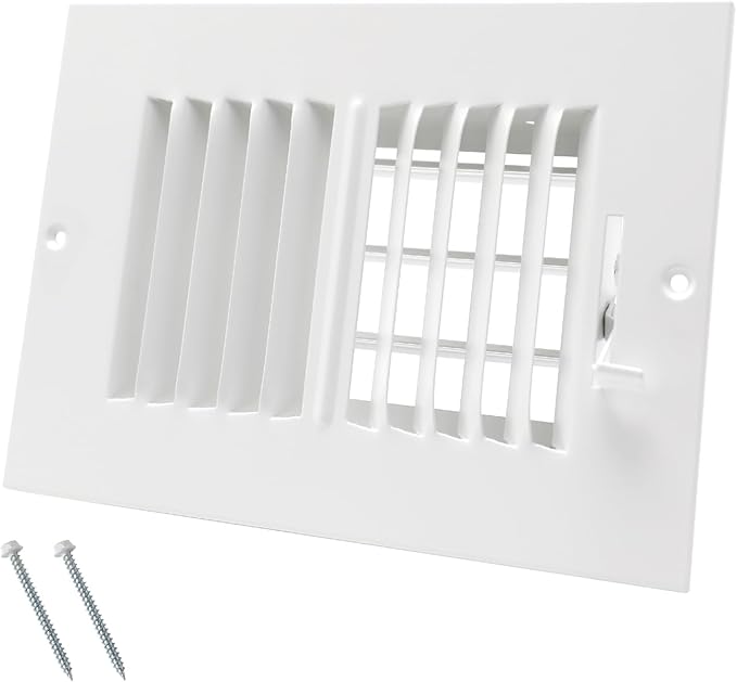 6 x 4 Inch [Duct Opening] Air Vent Covers for Wall or Ceiling - High Airflow 2 Way Steel Ventilation - Adjustable Wall/Ceiling Register, 7-3/4 Inch x 5-3/4 Inch [Overall Dimensions]