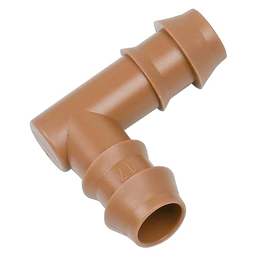 JAYEE 25 Pack Drip Irrigation Barbed Elbow Fittings (17mm) for 1/2" Drip Hose(0.600”ID) ，Sprinkler Tubing Connector for Drip System