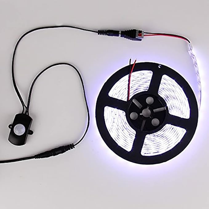 RGBZONE Automatic Mini 5A PIR Infrared Motion Sensor Detector Switch for LED Strip Light + Female Male DC Power Connector