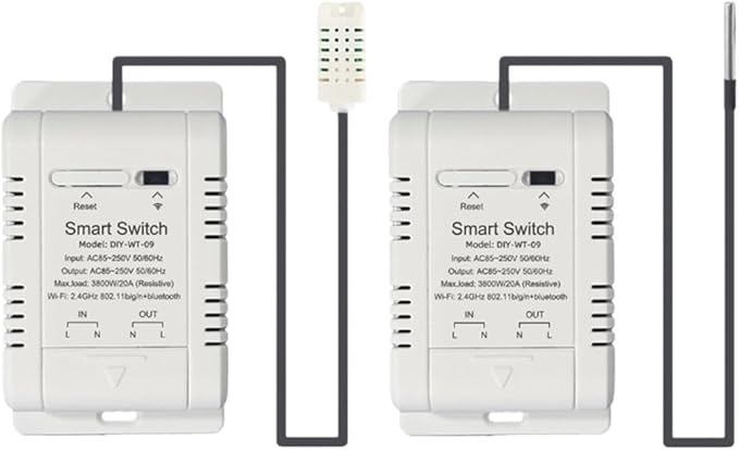 Temperature and Humidity Smart Switch for eWeLink - 20A Load Capacity (3800W), ABS Housing, -20°C to 80°C Operating Range, Scheduling & Data Logging (C)