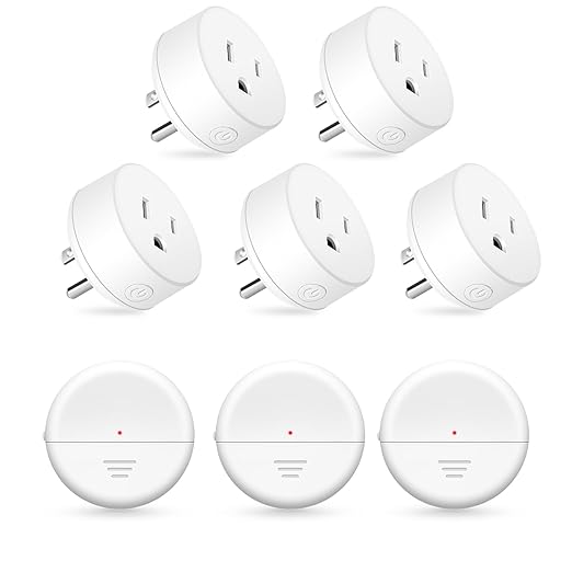 NineLeaf Wireless Motion Sensor Outlet, 15A/1500W, Adjustable Sensing Mode, 260FT Wireless Light Switch Transmitter, No Wiring, Long Time Delay, for Lights, Bathroom Fan, Garage(3Sensor 5Plugs)
