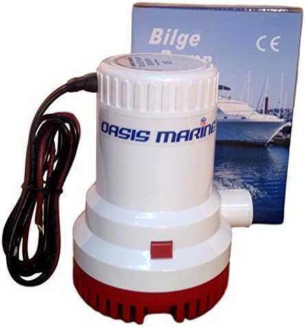 OASIS MARINE 2000 GPH 12V Bilge Pump with Separate Float Switch Incuded – Marine Submersible Boat Water Pump, 1-1/8” (29mm) Outlet, Anti-Airlock, Stainless Steel Shaft, Fast & Reliable Bilge Drainage