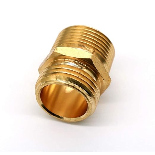 3/4” GHT Male x 3/4” NPT Male Connector, Brass Garden Hose Fitting, Adapter, Industrial Metal Brass Garden Hose to Pipe Fittings Connect (2 Pack)