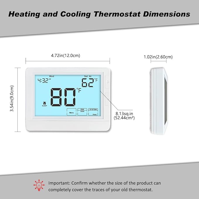 Programmable Thermostat for House, Auto Changeover Heat Pump Thermostat for Multi-Stage,2H/2C Conventional Systems or 4H/2C – Automatic Switching Between Heating & Cooling Modes, White Backlight