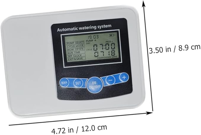 Mipcase Dual Pump Watering Timer for Balcony Garden Automatic Irrigation Controller Adjustable Settings Waterproof Design and Easy Installation