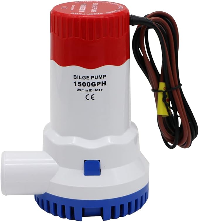 1500 GPH Marine Electric Bilge Pump 12V Low Noise Non-Automatic Boat Bilge Pump, Suitable for All Kinds of Ship Type Water Equipment