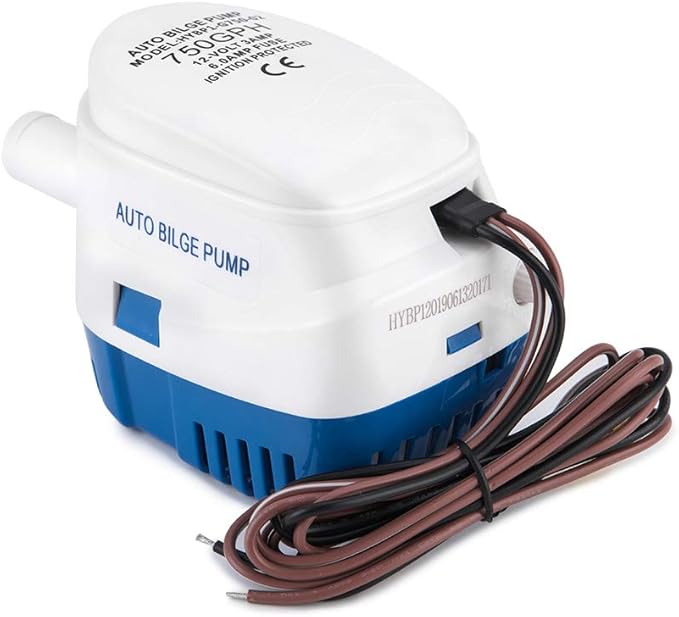Dontmiss Automatic Submersible small Boat Bilge Pump 12v 750gph Auto with Float Switch，Snap-Off Strainer 3/4 inch (19mm) Outlet Dia, bilge pumps for boats, Ponds, Pools, Caravan RV