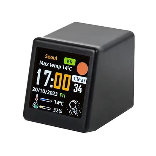Smart Weather Station Mini WiFi Desktop Clock Weather Digital Clock Station with IPS LCD Screen Gadget for Decoration