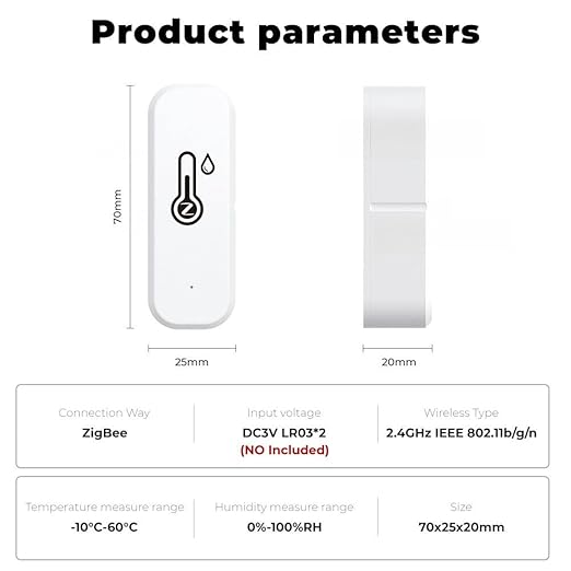 ZigBee Indoor Temperature and Humidity Sensor,Compatible with Alexa and Google Home,for Baby Rooms,Greenhouses Accessories,Garages,Office 4Pack(No Include Battery)