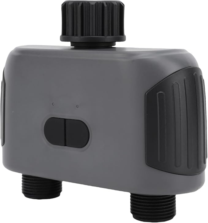 Zunate Bluetooth Irrigation Timer with 2 Outlets, Smart Water Valve Controller for Garden Drip and Sprinkler Systems Featuring Adjustable Weather Delay Settings