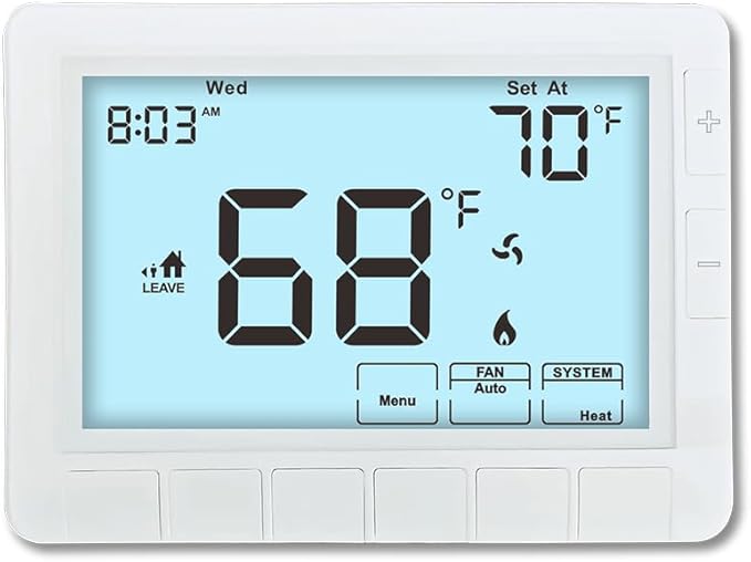 Programmable Thermostat for Home,Auto Changeover Heat Pump Thermostat for Multi-Stage,2 Heat/2 Cool or 4 Heat/2 Cool, Ultimate Comfort,Extra Large Display,White Backlight