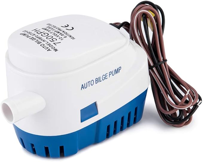 Dontmiss Automatic Submersible small Boat Bilge Pump 12v 750gph Auto with Float Switch，Snap-Off Strainer 3/4 inch (19mm) Outlet Dia, bilge pumps for boats, Ponds, Pools, Caravan RV