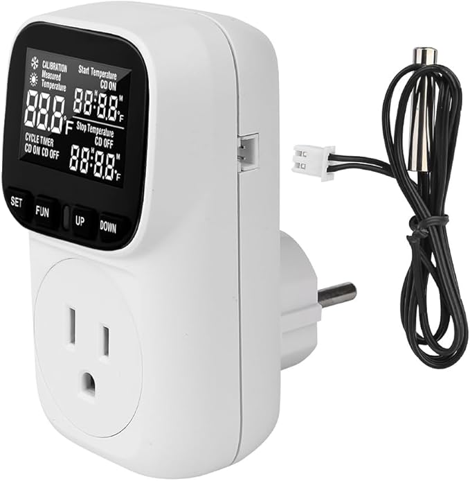 Diymore Digital Temperature Controller Outlet - Precise Heating/Cooling Control for Greenhouse, RV & Incubator (5A/1800W, -40°F to 210°F)