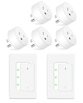 NineLeaf Wireless Remote Control Outlet Plug Kit, 5 Plug-in Light Switches with 2 Wall Remotes, 15A/1500W, No Wiring Needed, 500ft RF Range, Remote Light Switch for Lamps & Household Appliances