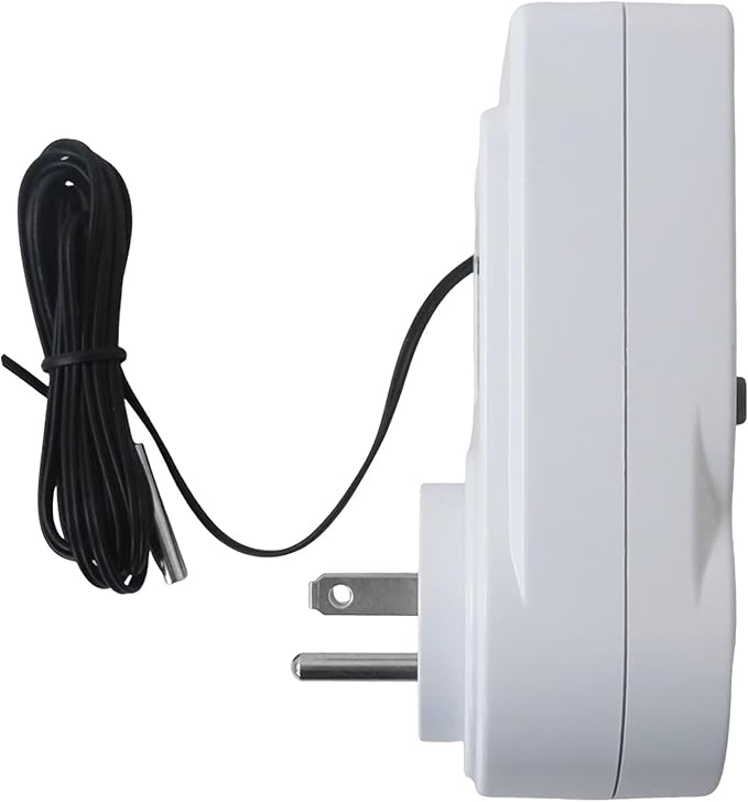 New Digital Plug-in Thermostat Outlet with External Temperature Probe - Energy Saving Controller for Infrared Heaters, for Greenhouse, for Incubator (Timer, Heating/Cooling Mode, 1800W Max)