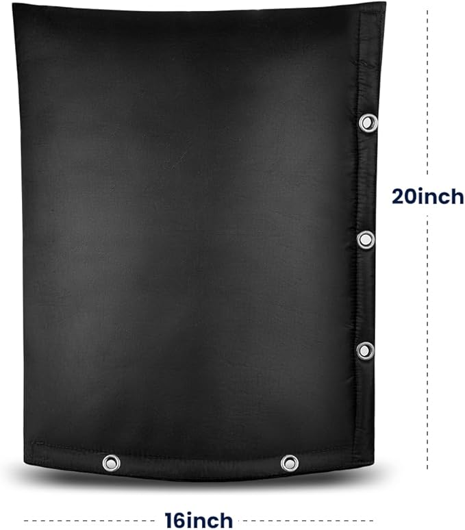 Heavy Duty Backflow Insulation Cover with Two Hook and Loop Openings for Winter Freeze Protection - Outdoor Pipe, Sprinkler, Faucet, and Valve Protection, 16''W x 20''H - Black