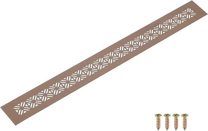 uxcell Aluminum Alloy Air Vents, 500 x 50mm / 19.7 x 2" Rectangle Louvered Ventilation Grille Cover with Mounting Screws for Door Cabinet Wardrobe, Brown