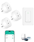 Wireless Remote Control Outlet Plug,NineLeaf Smart Outlets for Household,On Off 3 Smart Plugs 1 Switch Compatible with Tuya,Alexa and Google Assistant,Timer Outlet,No Wiring,White