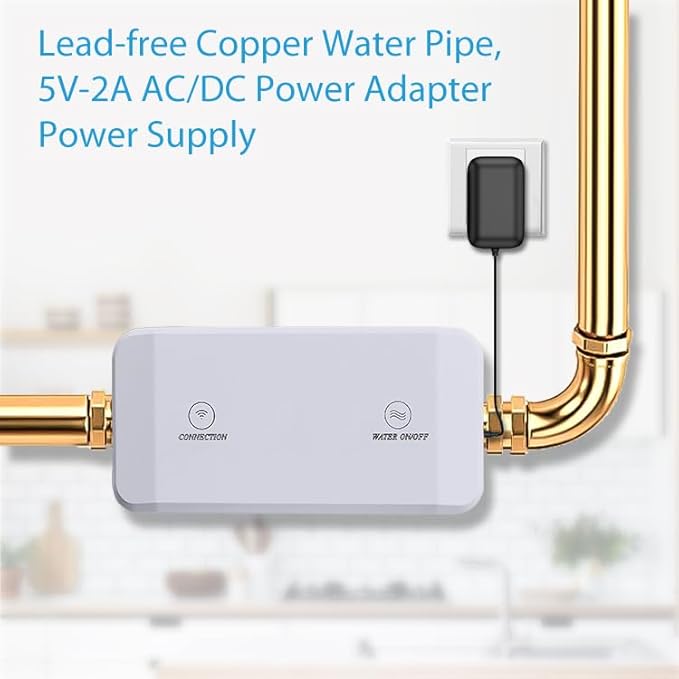 Haozee WiFi Smart Water Valve with Automatic Shut-Off, NSF Certified,Water Temperature/Water Pressure/Water Flow Rate Detect, APP Remote Control for DN20 (3/4 inch) Pipes