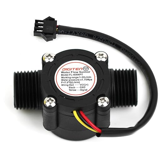 G1/2 ’’ Flow Hall Sensor with NPT Thread, 1-30L/Min Flow Meter, Flowmeter Counter, Arduino, Raspberry Pi, and Reverse Osmosis Filter Compatible