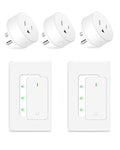 NineLeaf Wireless Remote Lamp Switch,Plug with Remote Wall Mount,Expandable Electrical Outlet Switch for Lamp, Light, Fan, Appliance, 500ft RF Range, FCC Listed, 2 Remote + 3 Outlets