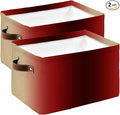 Dark Red Yellow Ombre Storage Bins Cubes Waterproof Cloth Storage Basket, Farmhouse Modern Gradient Art Foldable Storage Bags for Shelf Clothes Storages Organizers with Handles 15x11x9.5 in 2PCS