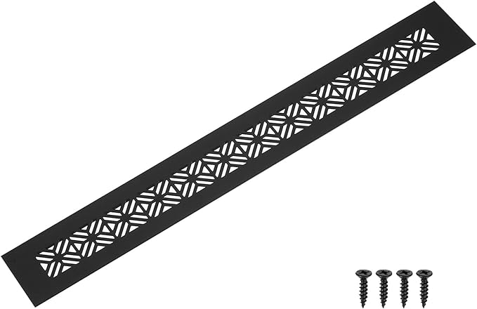 uxcell Aluminum Alloy Air Vents, 350 x 50mm / 13.8 x 2" Rectangle Louvered Ventilation Grille Cover with Mounting Screws for Door Cabinet Wardrobe, Matte Black