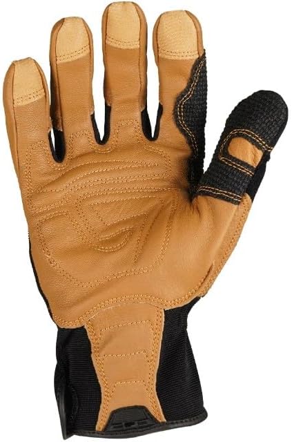 Ironclad Ranchworx Work Gloves RWG2, Premier Leather Work Glove, Performance Fit, Durable, Machine Washable, (1 Pair), RWG2-05-XL,Brown/Black