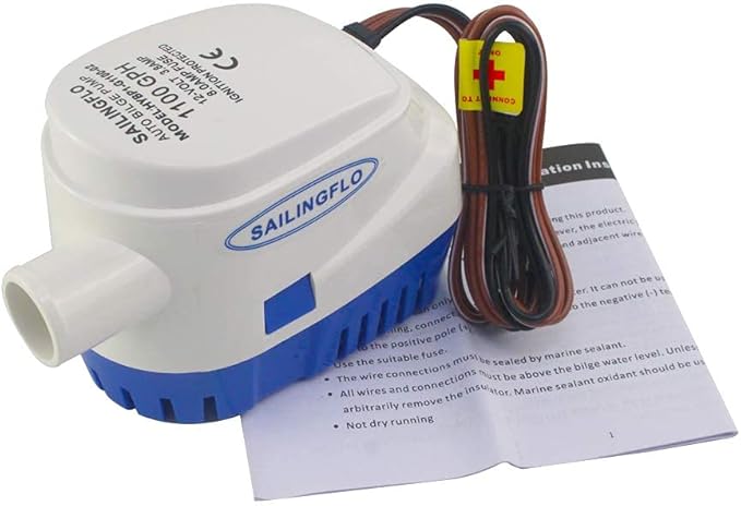 1100 GPH Automatic Bilge Pump - 12V, 1-1/8"(29mm) Outlet, Submersible Boats Water Pump with Float Switch, Snap-Off Strainer, Easy Install for Boat, Marine, Canvas,Ponds