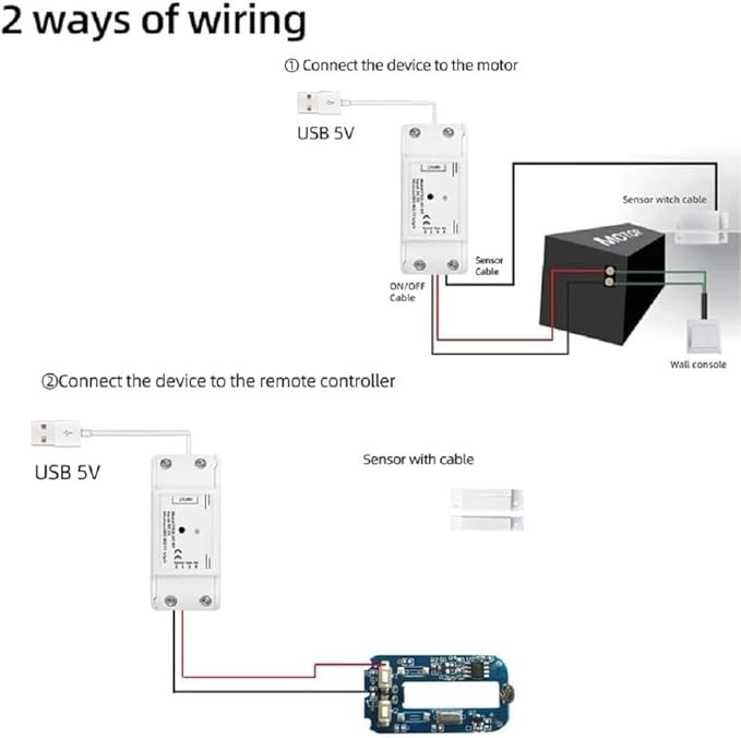 Easy Installation,Huacaoe Tuya Smart WiFi 5V Garage Door Opener Controller Garage Open Close Monitor,Wireless APP Remote Control Magnetic Door Sensor, Compatible with Alexa Echo Google Home
