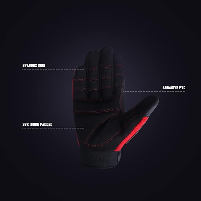HANDLANDY HLDD Heavy Duty Work Gloves, TPR Protector Impact Gloves, Men Anti Vibration Mechanic Work Glove TouchScreen